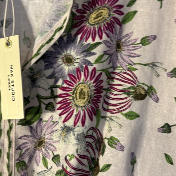 Max studio NWT. Linen and rayon chrysanthemum dress maxi size large - Picture 8 of 11